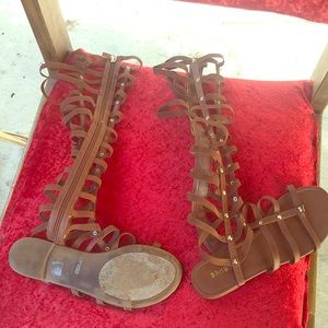Bamboo gold studded gladiator sandals
